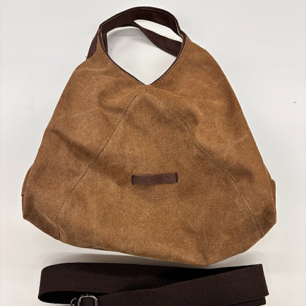 KVKY Women Canvas Tote Handbag Vintage Shoulder Crossbody Bag Tan